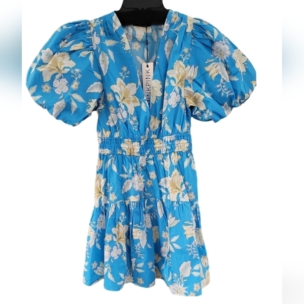 NWT MINKPINK Zinnia Mini Dress in Blue Multi - Picture 11 of 17